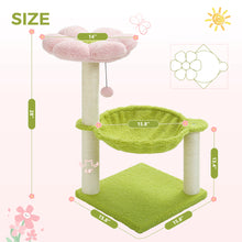 Load image into Gallery viewer, Pink Cat Scratching Post with Sisal Rope Cat Scratcher Tree Towel with Comfortable Spacious Hammock Cats Climbing Frame