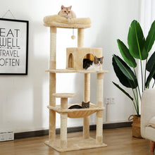 Load image into Gallery viewer, 143Cm Tall Multi-Level Cat Tower With Large Hammock (50.8x40.64cm), Sisal Scratching Posts, Cozy Condo & Top Perch Cat Tree