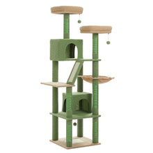 Load image into Gallery viewer, Deluxe 180cm Multi-Level Cat Tree with Plush Condo 6 Scratching Posts 2 Boards Perches Caves Hammock Pompoms for Active Felines