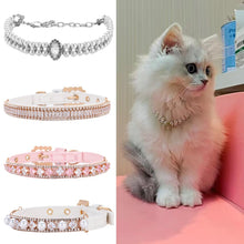 Load image into Gallery viewer, Fashion Cat Collar with Rhinestones Pet Pearl Necklace for Cats Puppy Rabbit Kitten Accessories Adjustable Collars Pets Supplies