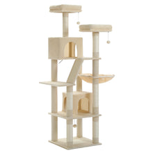 Load image into Gallery viewer, Deluxe 180cm Multi-Level Cat Tree with Plush Condo 6 Scratching Posts 2 Boards Perches Caves Hammock Pompoms for Active Felines