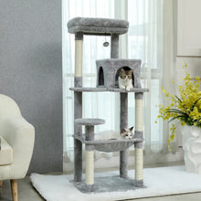 Load image into Gallery viewer, 143Cm Tall Multi-Level Cat Tower With Large Hammock (50.8x40.64cm), Sisal Scratching Posts, Cozy Condo & Top Perch Cat Tree