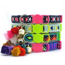 Load image into Gallery viewer, Custom Safety Cat Collar Personalized Cute Kitten Puppy Collars with Bell Name Tag Nylon Print Pet Cats Necklace Accessories
