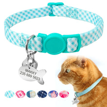 Load image into Gallery viewer, Custom Safety Cat Collar Personalized Cute Kitten Puppy Collars with Bell Name Tag Nylon Print Pet Cats Necklace Accessories
