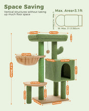 Load image into Gallery viewer, Cactus Cat Tree Cute Cat Tower with Padded Top Perch Comfy Hammock Private Condo Fully Scratching Post and Dangling Bell Ball
