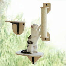 Load image into Gallery viewer, Mewoofun Cat Window Perch Hammock with Climbing Steps and Scratching Post Wooden Window Mounted Cat Bed for Indoor Cats
