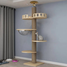 Load image into Gallery viewer, Adjustable Cat Tree House Cat Tower Floor to Ceiling Cats Multi-Level Condo With Scratching Post Hammock Pet Cat Activity Center
