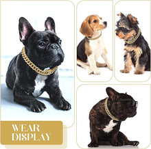 Load image into Gallery viewer, Luxury Gold Cat Necklace Jewelry Rhinestone Pet Cuban Chain Collar Kitten Doggie Wedding Prom Costume Accessories for Cats Puppy
