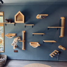 Load image into Gallery viewer, Wall Mounted Cat Scratching Post Wall Furniture Wood Kitten Scratcher Tree for Large Cats Thicker Columns for Multi-Functions
