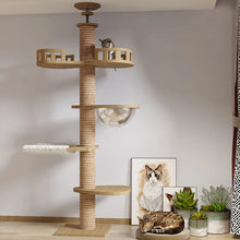 Load image into Gallery viewer, Adjustable Cat Tree House Cat Tower Floor to Ceiling Cats Multi-Level Condo With Scratching Post Hammock Pet Cat Activity Center
