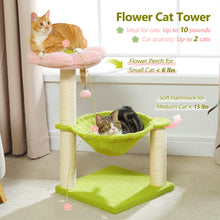 Load image into Gallery viewer, Pink Cat Scratching Post with Sisal Rope Cat Scratcher Tree Towel with Comfortable Spacious Hammock Cats Climbing Frame
