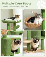 Load image into Gallery viewer, Cactus Cat Tree Cute Cat Tower with Padded Top Perch Comfy Hammock Private Condo Fully Scratching Post and Dangling Bell Ball
