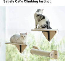 Load image into Gallery viewer, Mewoofun Cat Window Perch Hammock with Climbing Steps and Scratching Post Wooden Window Mounted Cat Bed for Indoor Cats
