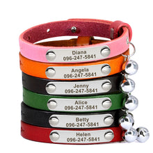Load image into Gallery viewer, Custom Leather Cat Collar Adjustable Personalized Puppy Cat ID Collars Necklace Engraved Name for Cats Kitten Pet Accessories
