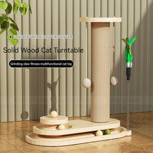 Load image into Gallery viewer, Solid Wood Pet Cat Turntable Scratch Pillar Board Sisal Climbing Frame Toy Balls Column Training Supplies Products Accessories
