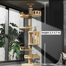 Load image into Gallery viewer, Adjustable Cat Tree House Cat Tower Floor to Ceiling Cats Multi-Level Condo With Scratching Post Hammock Pet Cat Activity Center
