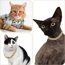 Load image into Gallery viewer, Luxury Gold Cat Necklace Jewelry Rhinestone Pet Cuban Chain Collar Kitten Doggie Wedding Prom Costume Accessories for Cats Puppy
