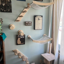 Load image into Gallery viewer, Wall Mounted Cat Shelves Scratching Post Wooden Cat Tree Perches for Wall Cat Steps Ladder Hammock Cat Climbing Wall Furniture
