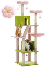 Load image into Gallery viewer, Deluxe 180cm Multi-Level Cat Tree with Plush Condo 6 Scratching Posts 2 Boards Perches Caves Hammock Pompoms for Active Felines
